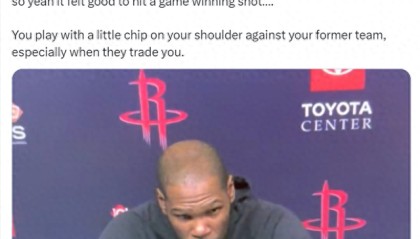 休媒晒1数据证KD价值！乌度卡道出交易就为决胜时刻 火箭官方力挺|凯文·杜兰特|太阳|绝杀|范弗利特|菲尼克斯太阳队_新浪体育_新浪新闻